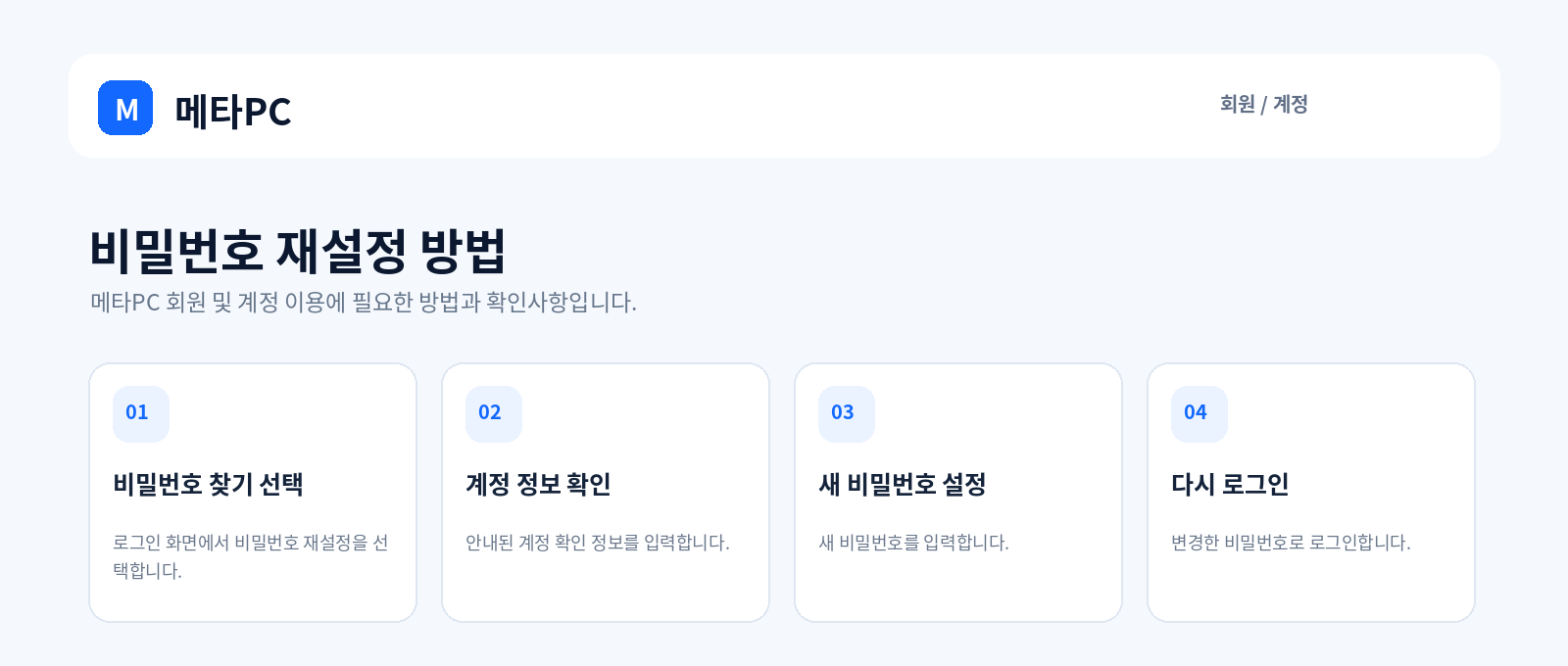 비밀번호 재설정 방법