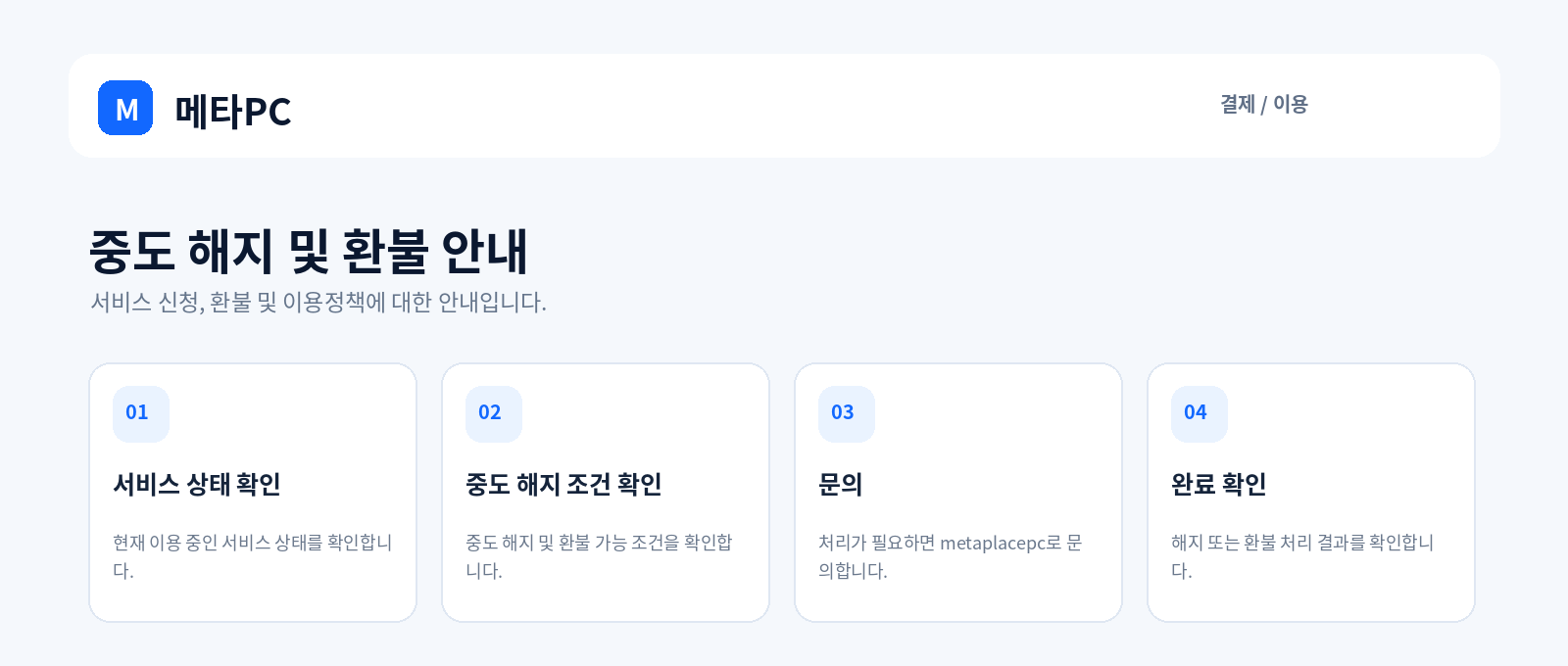 중도 해지 및 환불 안내